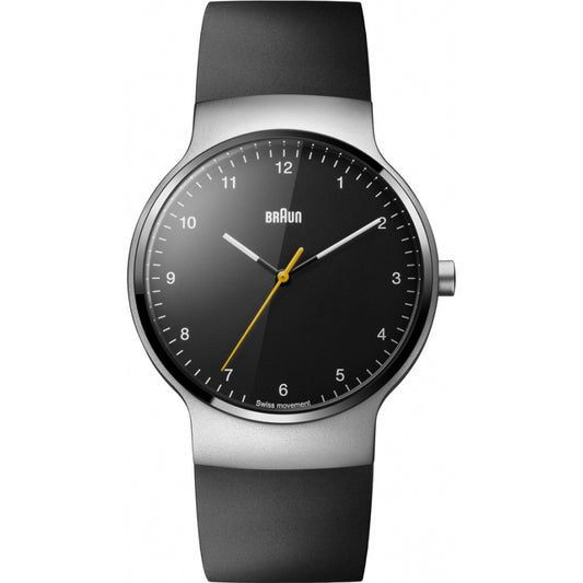 Braun Gents BN0221 Prestige Slim Watch - Silver Bezel and Black Rubber Strap