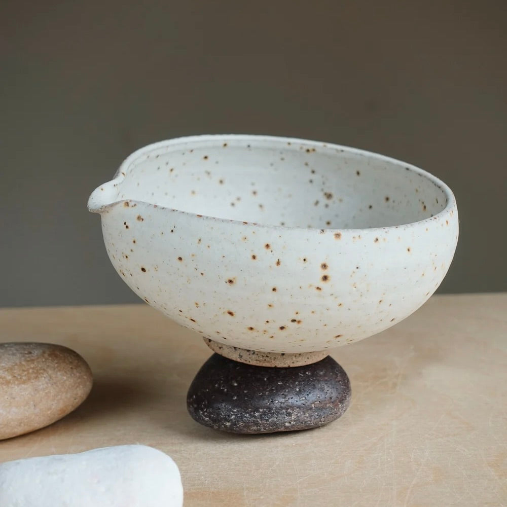 Eren Armitage Freckled White Katakuchi Matcha Bowl