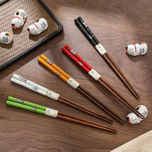 Gohobi Lucky Cat Chopsticks Set of 5