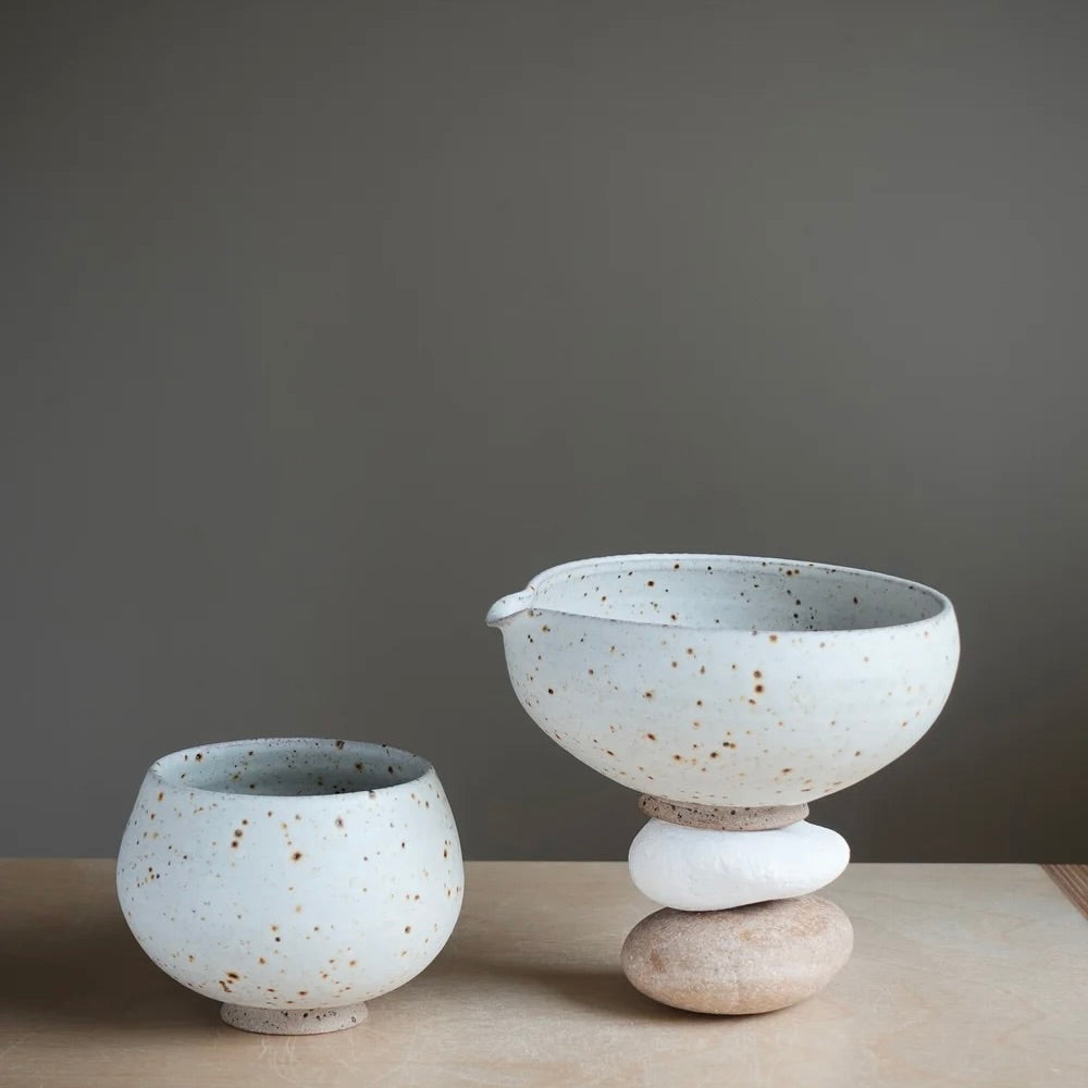 Eren Armitage Freckled White Katakuchi Matcha Bowl