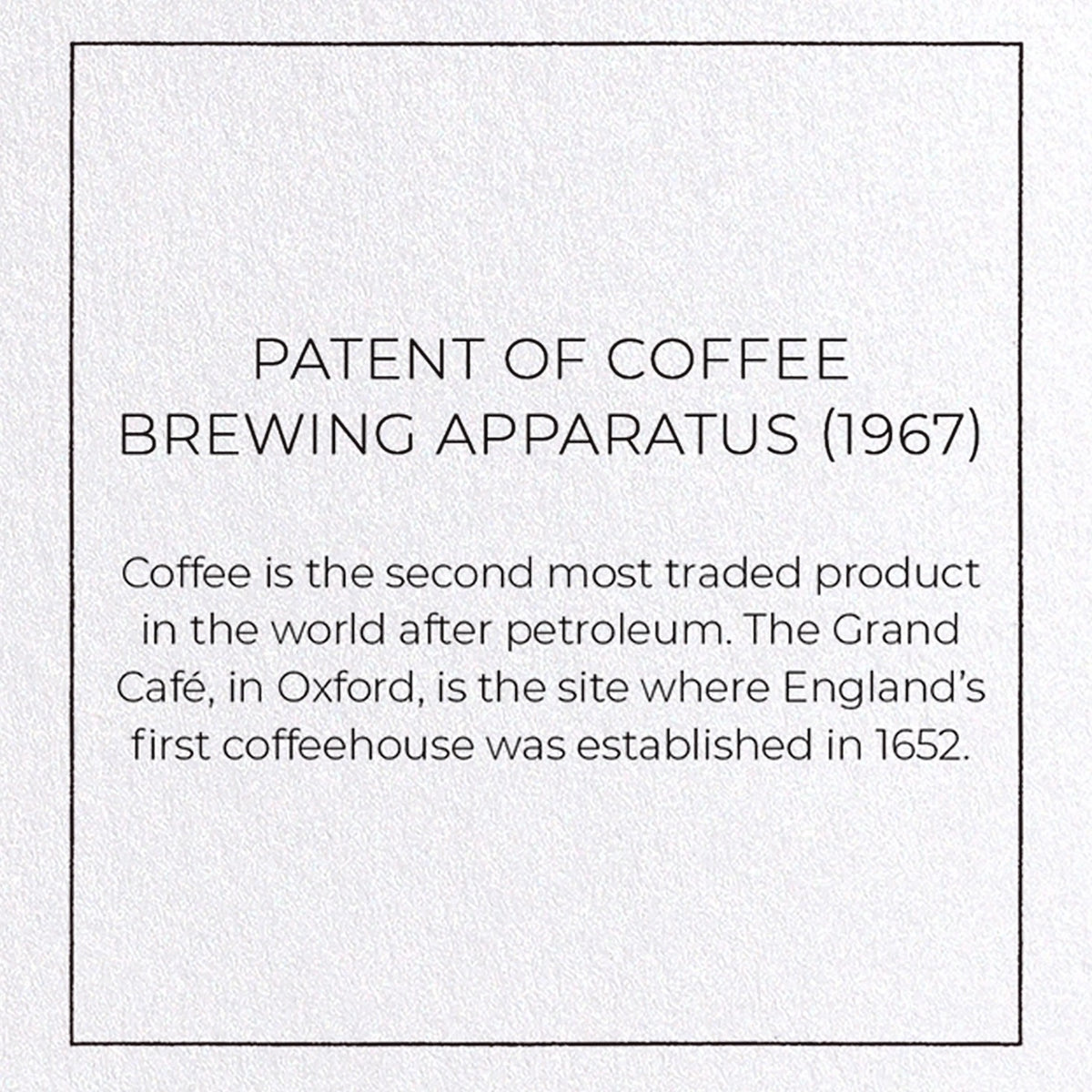 Patent of Coffee Brewing Apparatus (1967) Card