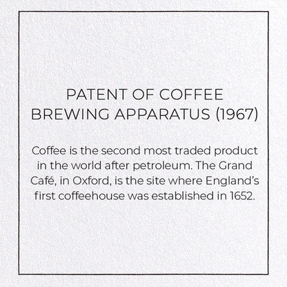 Patent of Coffee Brewing Apparatus (1967) Card