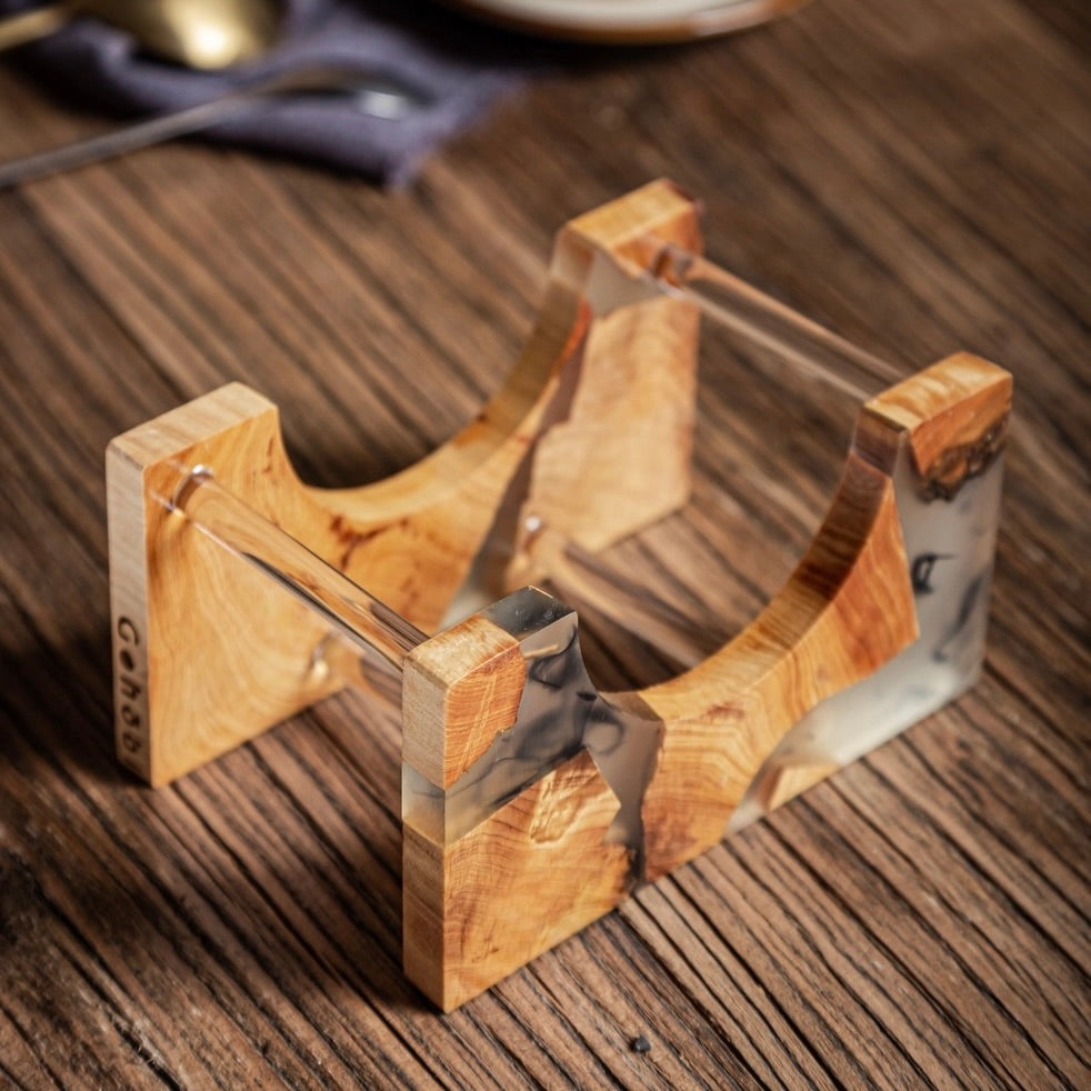 Gohobi Classic Wood & Resin Coaster Holder Large