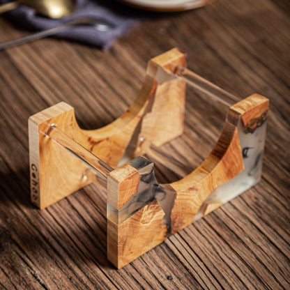 Gohobi Classic Wood & Resin Coaster Holder Large