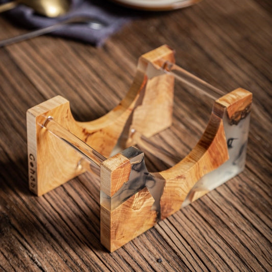 Gohobi Classic Wood & Resin Coaster Holder Large