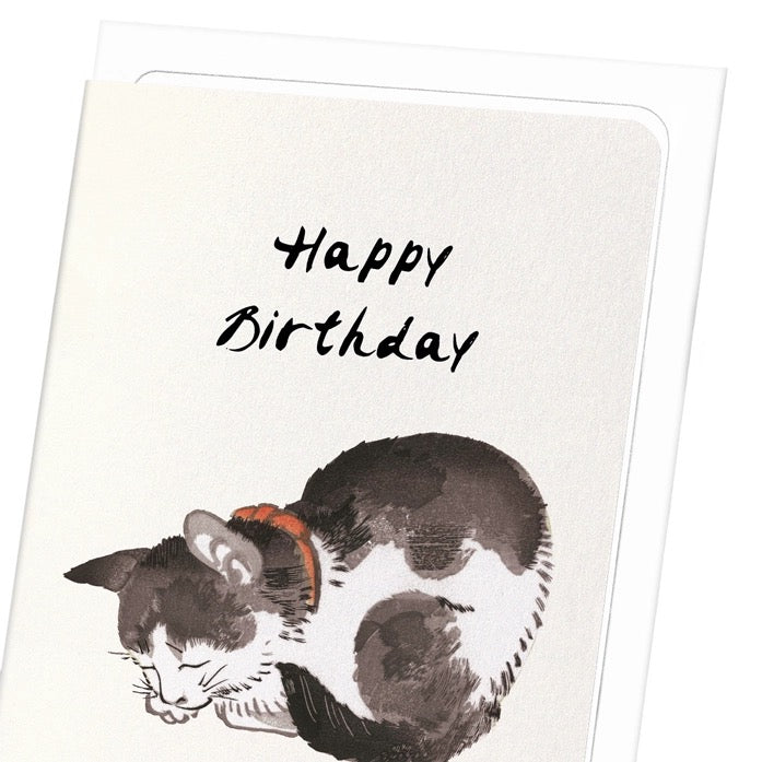 Happy Birthday Cat Japanese Card