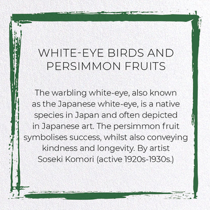 White-Eye Birds and Persimmon Fruit Japanese Card