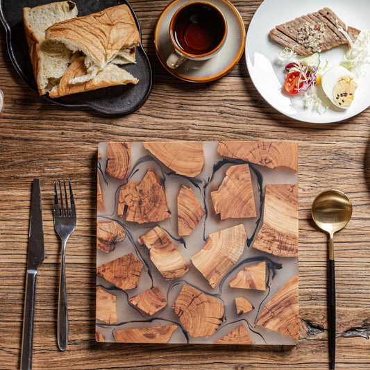 Gohobi Classic Square Wood and Resin Placemat 24cm