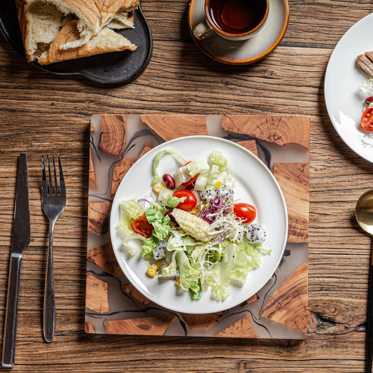 Gohobi Classic Square Wood and Resin Placemat 24cm