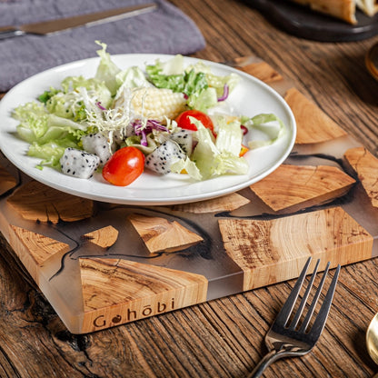 Gohobi Classic Square Wood and Resin Placemat 24cm