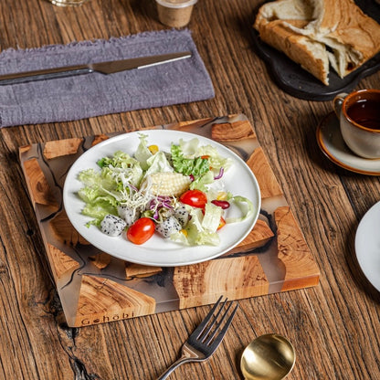 Gohobi Classic Square Wood and Resin Placemat 24cm