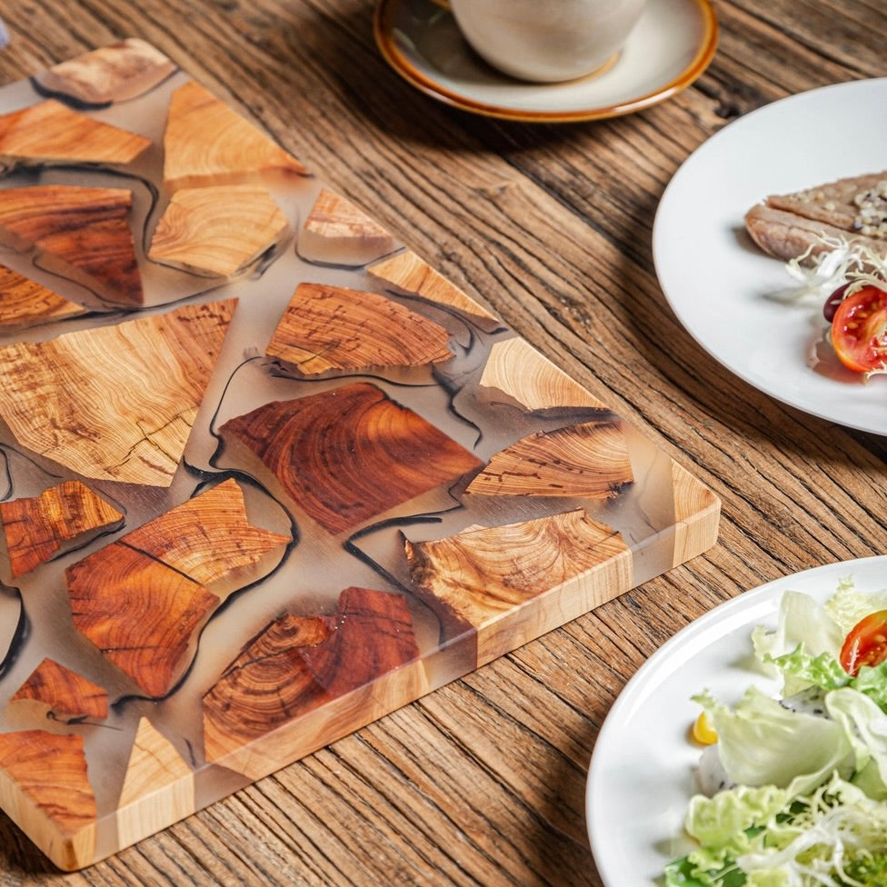 Gohobi Classic Square Wood and Resin Placemat 24cm
