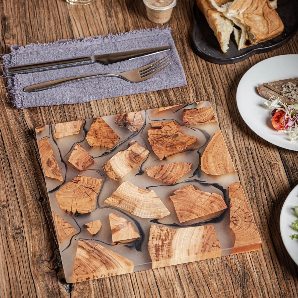 Gohobi Classic Square Wood and Resin Placemat 24cm