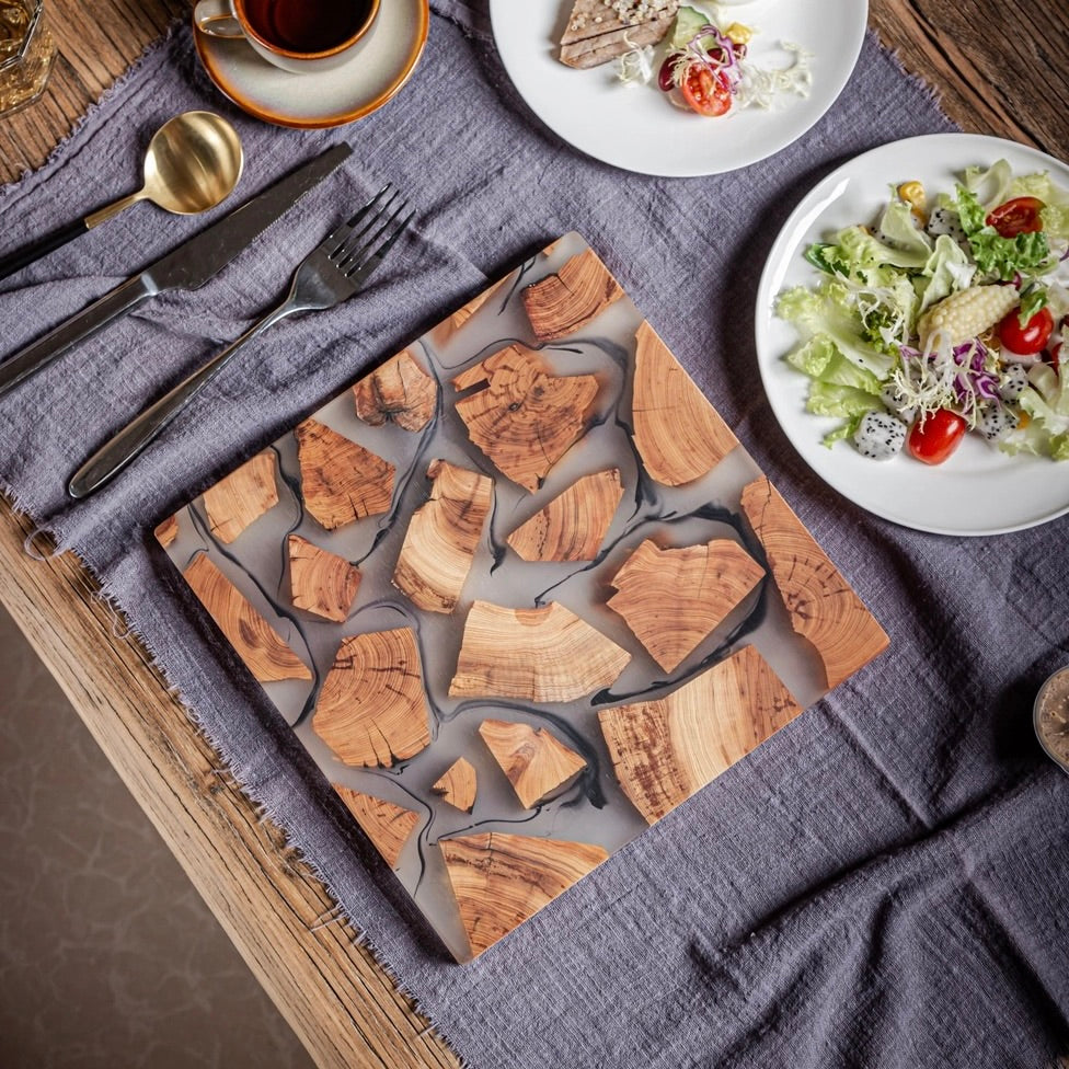 Gohobi Classic Square Wood and Resin Placemat 24cm