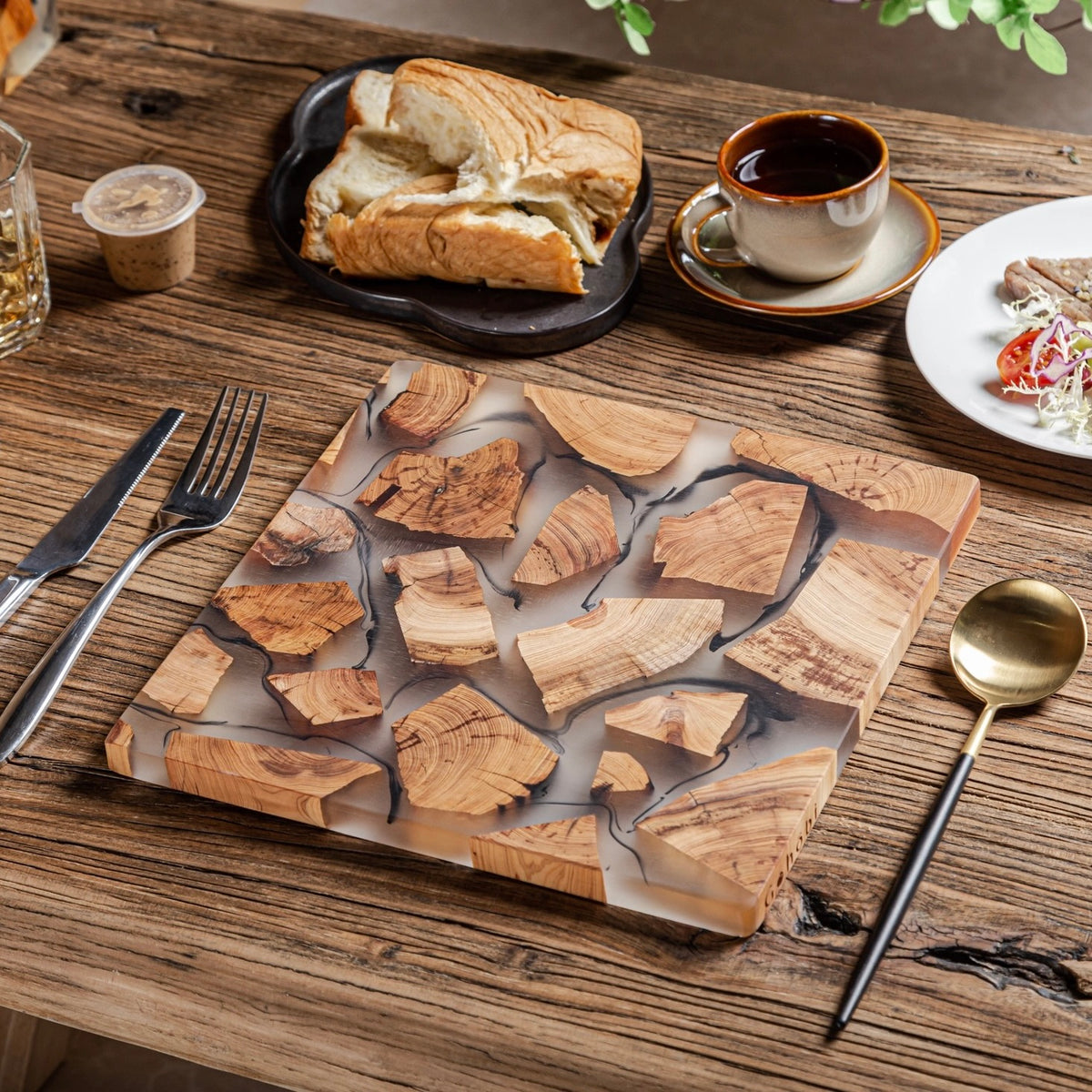 Gohobi Classic Square Wood and Resin Placemat 24cm