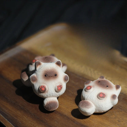 Gohobi Yixing Clay Handmade Ceramic Siamese Cat Tea Pet