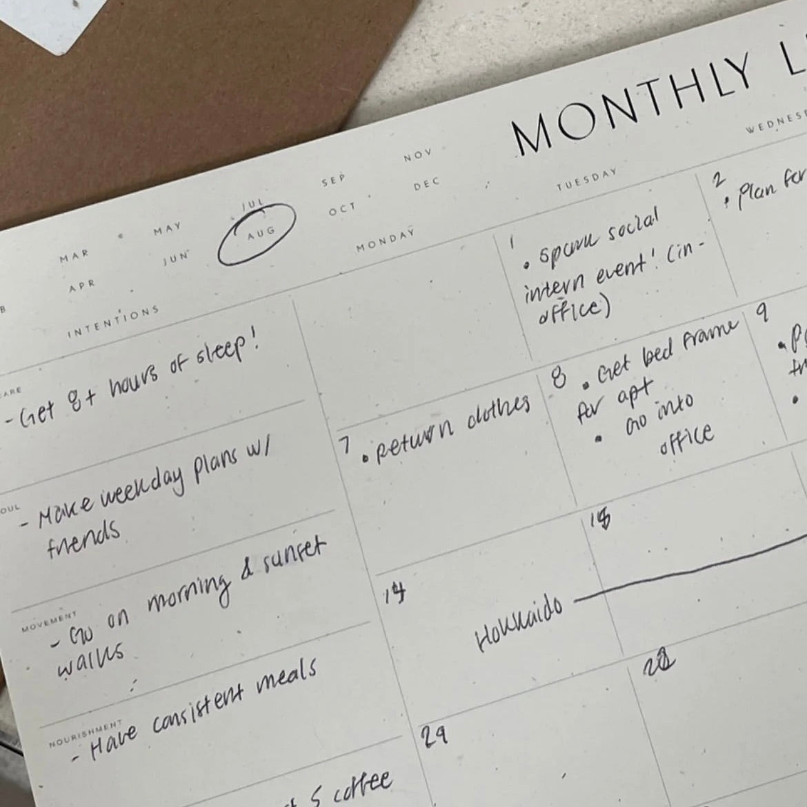 Wilde House Paper Monthly List Pad