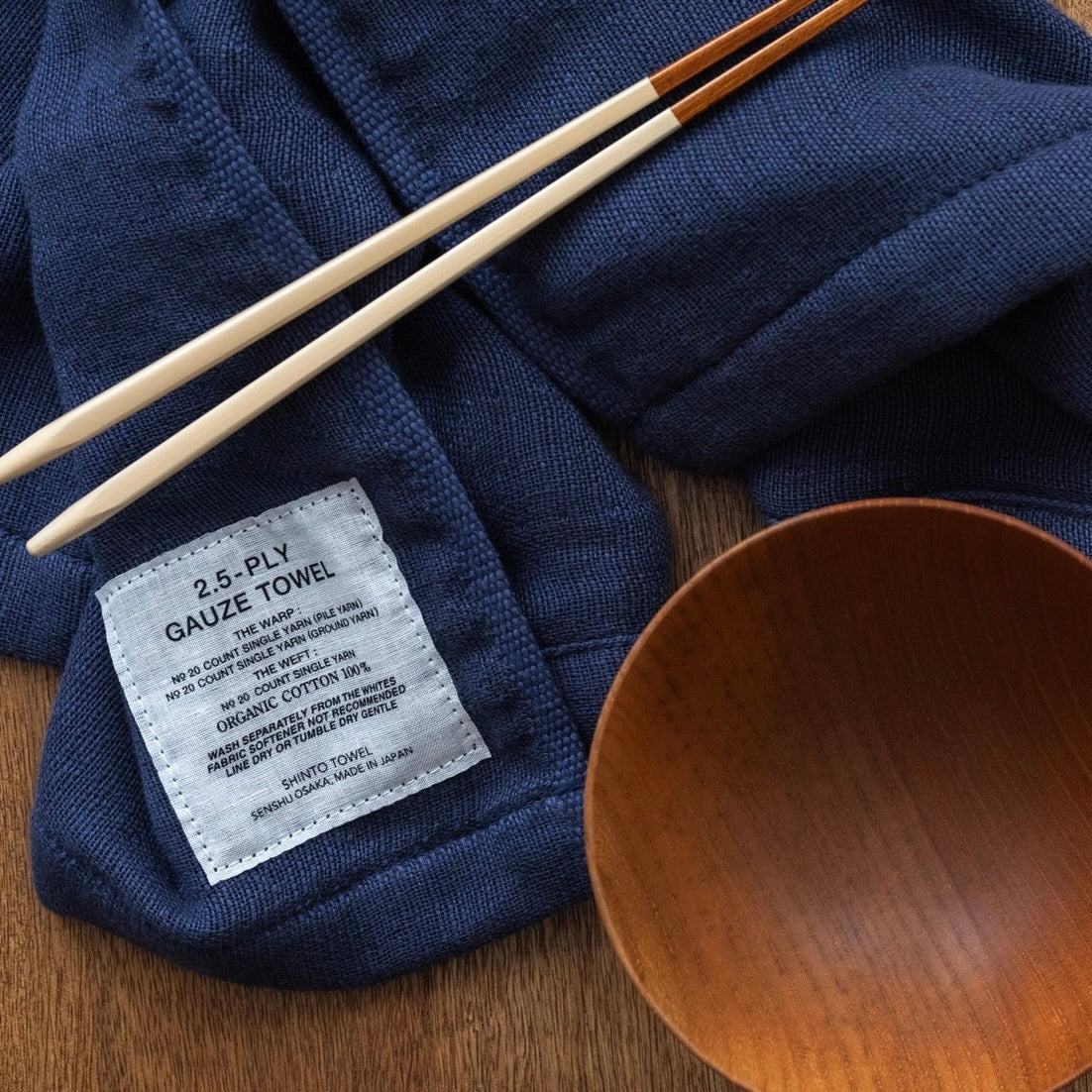 Morihata 2.5 Ply Gauze Kitchen Towel Navy