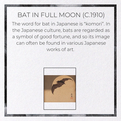 Bat in Full Moon (C.1910) Japanese Card