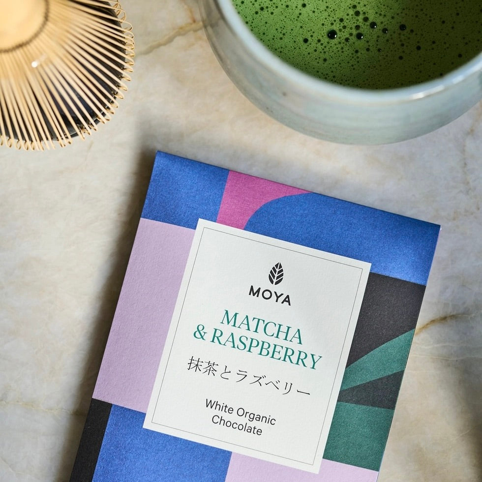 Moya Matcha Chocolate Bio with Raspberries 80g