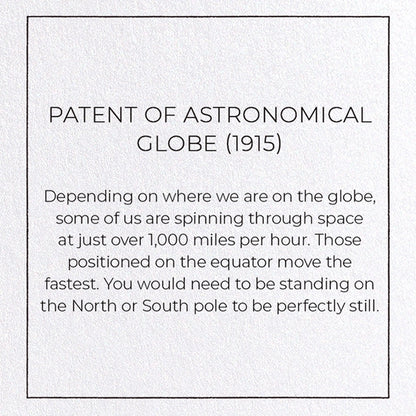 Patent of Astronomical Globe (1915) Card