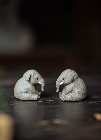 Gohobi Yixing Clay Handmade Ceramic Elephant Tea Pet