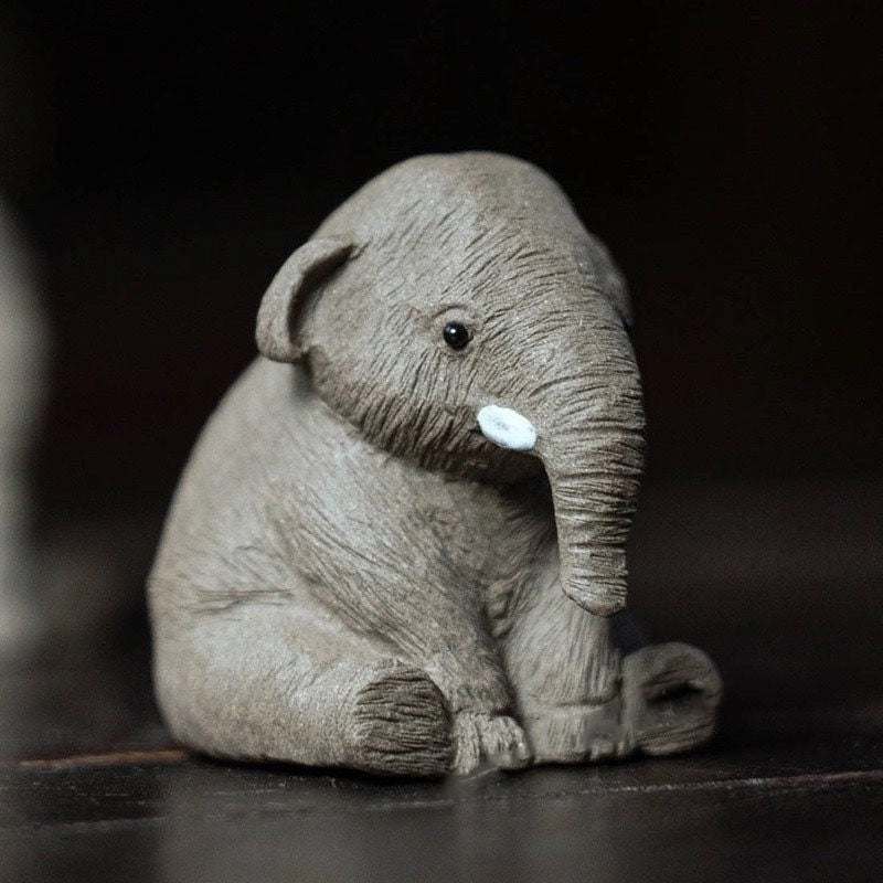 Gohobi Yixing Clay Handmade Ceramic Elephant Tea Pet