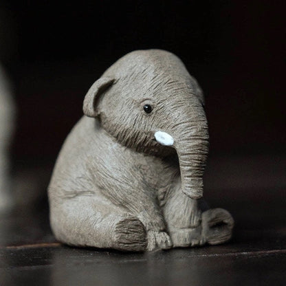Gohobi Yixing Clay Handmade Ceramic Elephant Tea Pet
