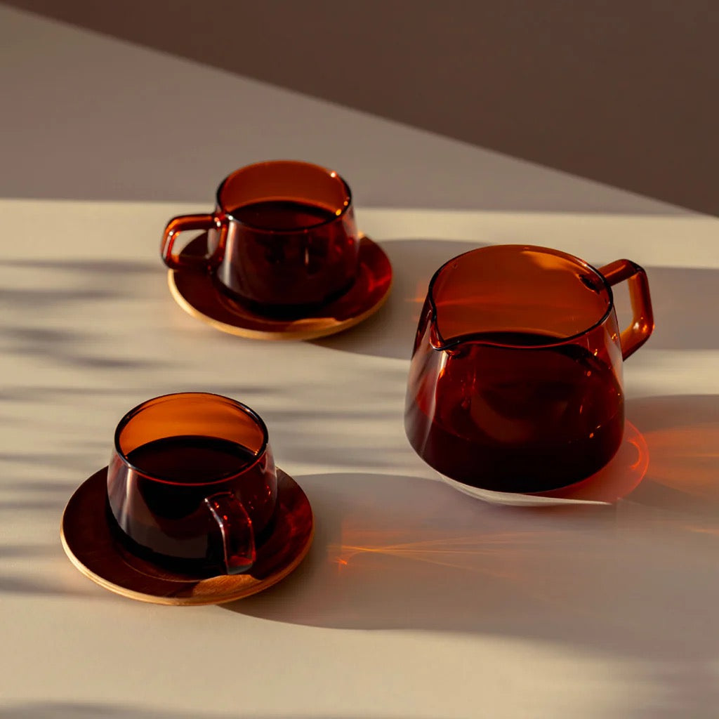 Kinto Sepia Bundle - Cup 270ml x2, Jug 600ml, Nonslip Tray 360x180mm