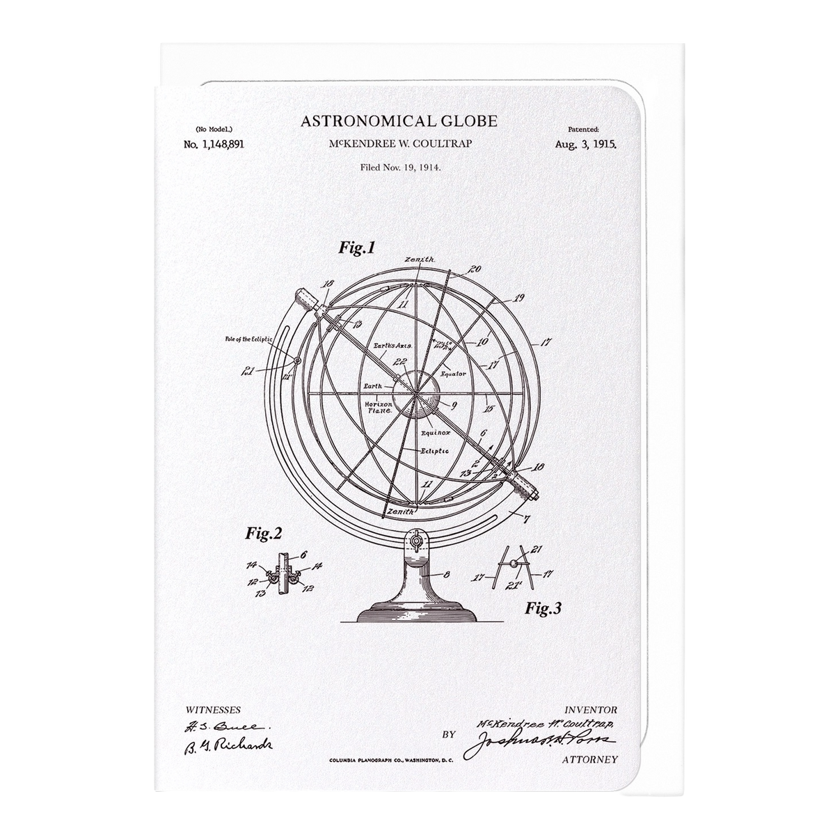 Patent of Astronomical Globe (1915) Card