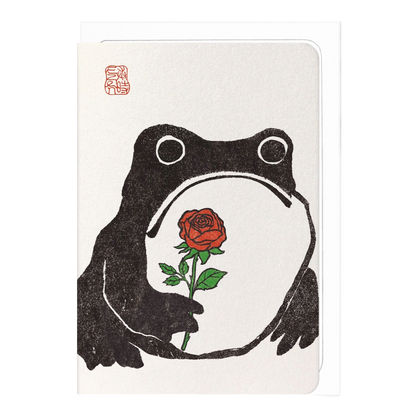 Single Rose Ezen Frog Card