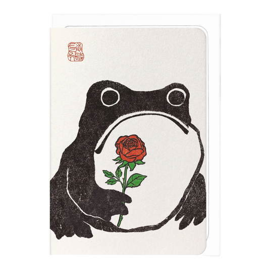 Single Rose Ezen Frog Card