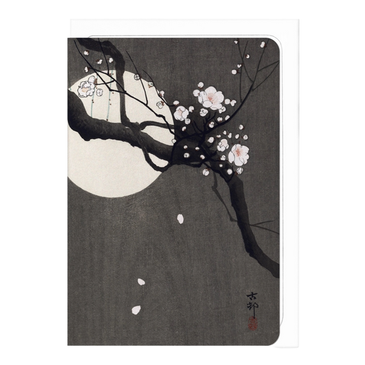 Plum Blossom and Full Moon Japanese Card