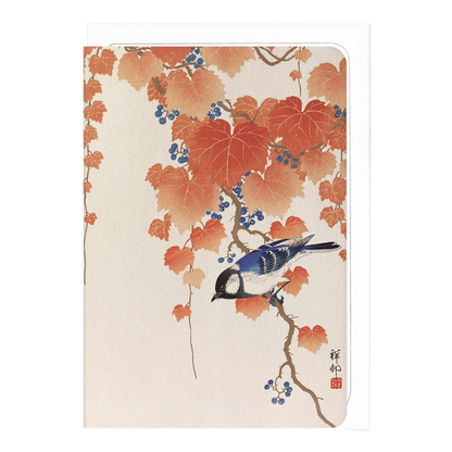 Bird and Red Ivy Japanese Card