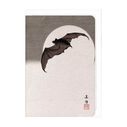 Bat in Full Moon (C.1910) Japanese Card