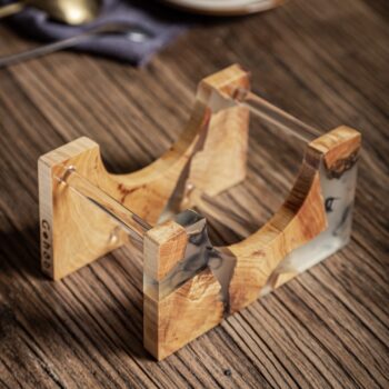 Gohobi Classic Wood & Resin Coaster Holder Large