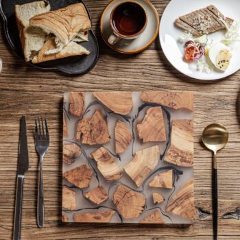 Gohobi Classic Square Wood and Resin Placemat 24cm