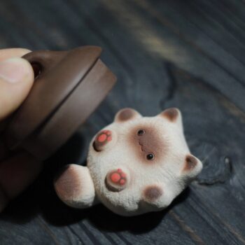 Gohobi Yixing Clay Handmade Ceramic Siamese Cat Tea Pet