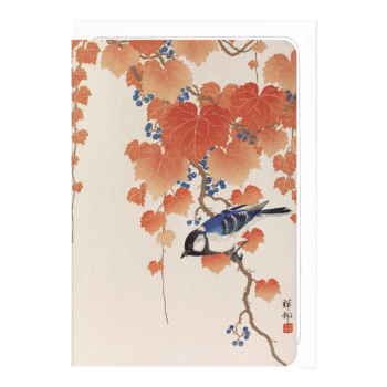Bird and Red Ivy Japanese Card