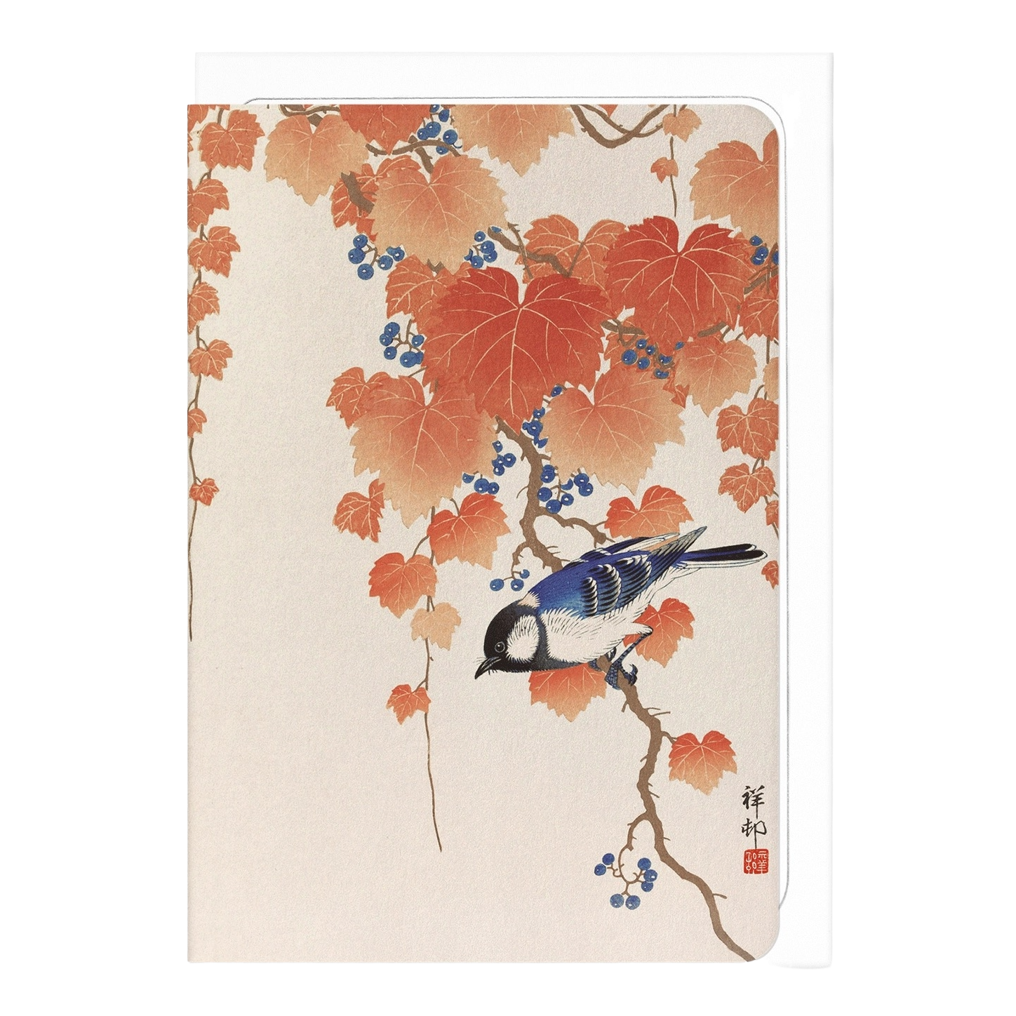 Bird and Red Ivy Japanese Card