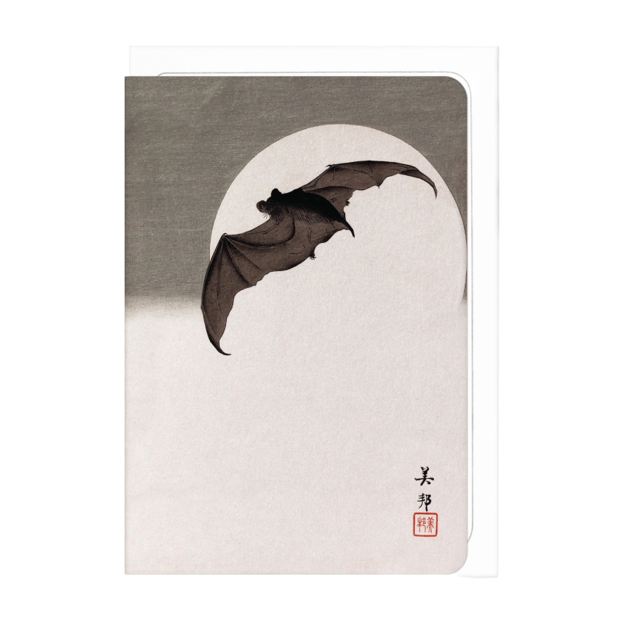 Bat in Full Moon (C.1910) Japanese Card